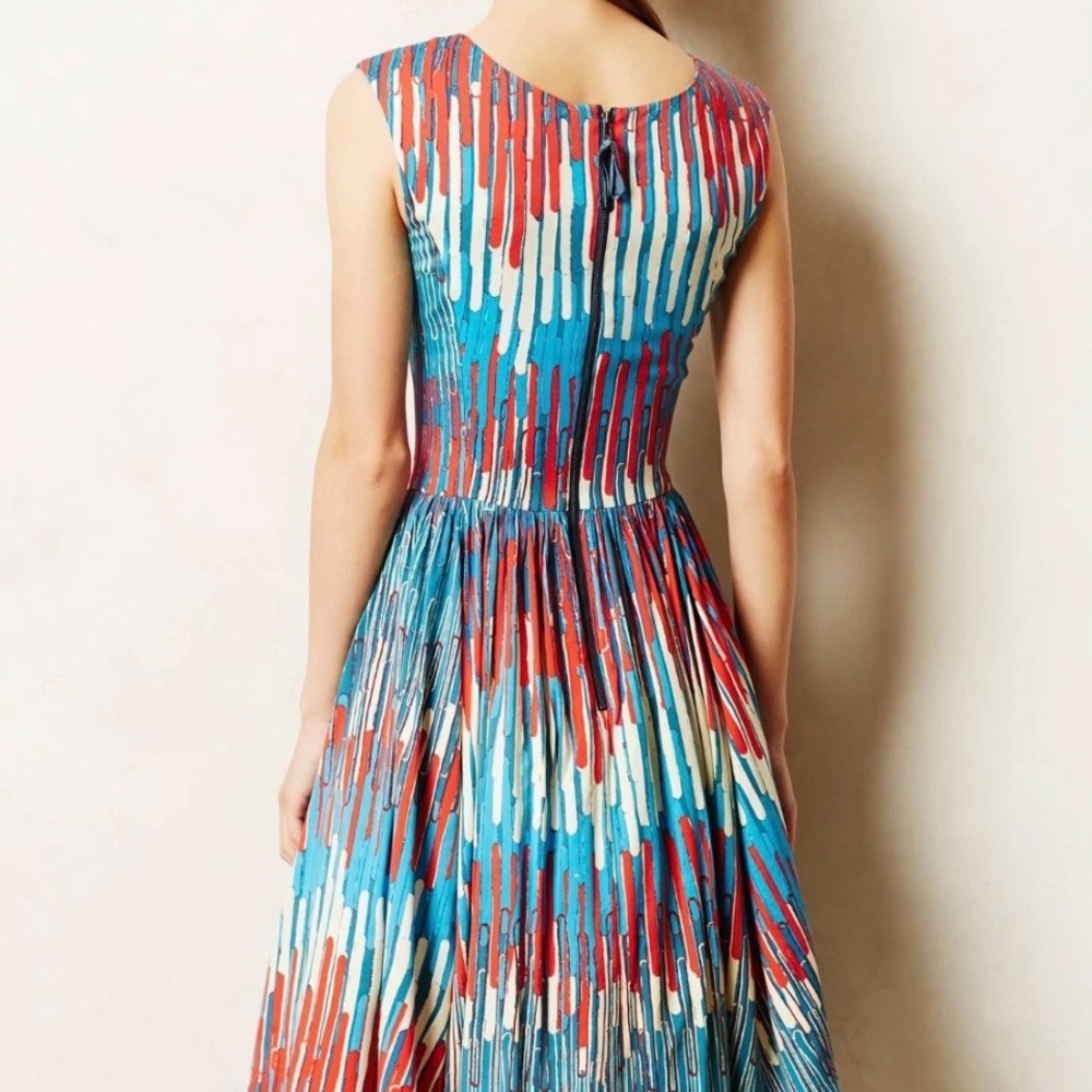 Vibrant Blue and Red Midi Dress EUC worn once - Picture 2 of 7